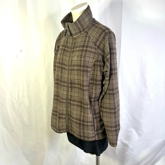 COLUMBIA BROWN FLEECE JACKET FRONT ZIPPER PLAID PATTERN PLUS  SIZE WOMEN SIZE 2X - Picture 8 of 11